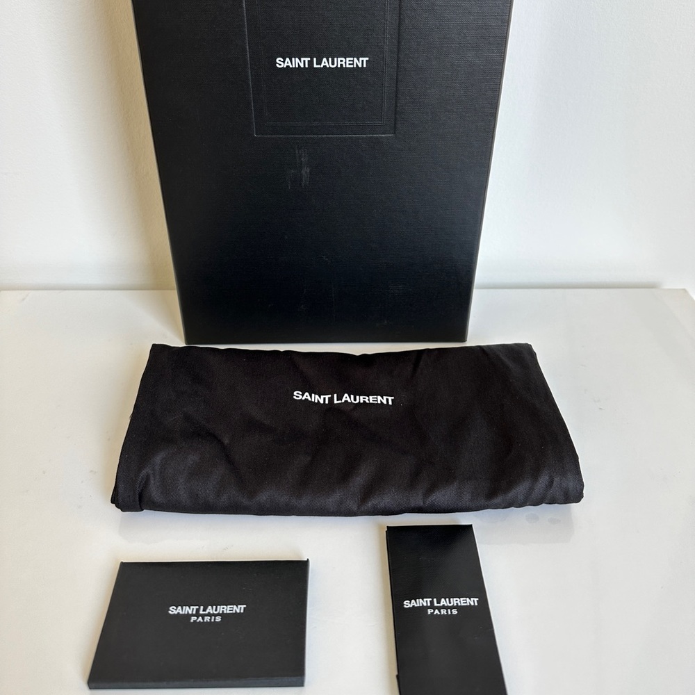 Saint Laurent Carla Black Leather Mules with Tan Straps - Picture 11 of 16